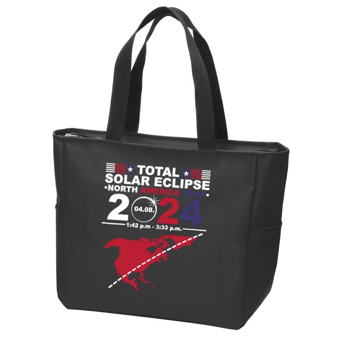 2024 Total Solar Eclipse April 8 Path Of The Eclipse Zip Tote Bag