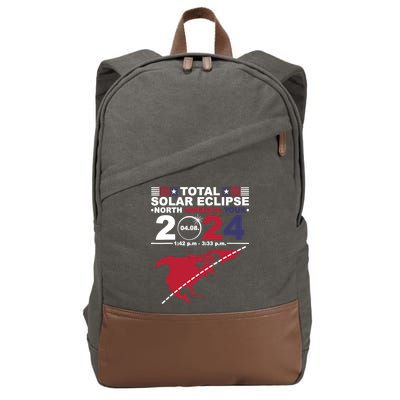 2024 Total Solar Eclipse April 8 Path Of The Eclipse Cotton Canvas Backpack