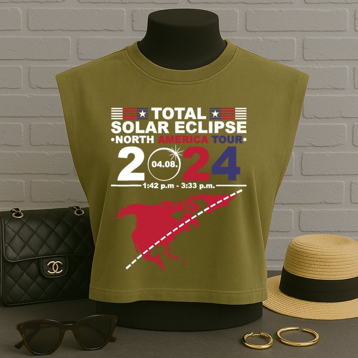 2024 Total Solar Eclipse April 8 Path Of The Eclipse Garment-Dyed Women's Muscle Tee