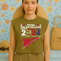 2024 Total Solar Eclipse April 8 Path Of The Eclipse Garment-Dyed Women's Muscle Tee