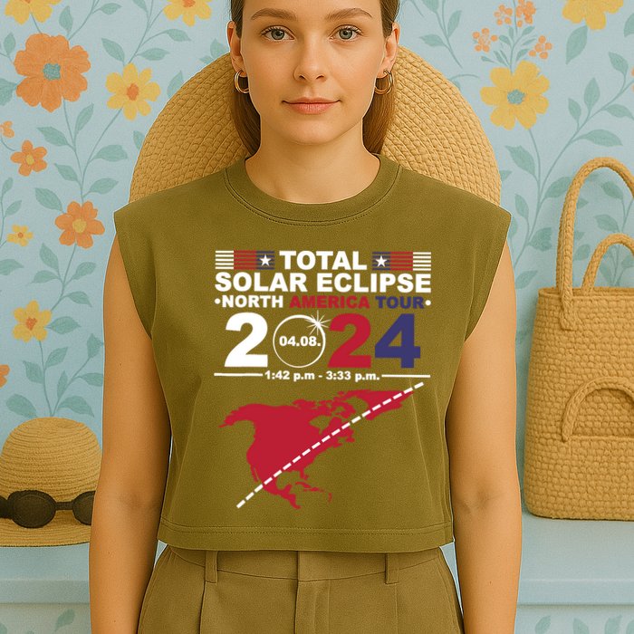 2024 Total Solar Eclipse April 8 Path Of The Eclipse Garment-Dyed Women's Muscle Tee