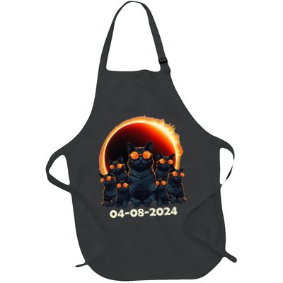 2024 Total Solar Eclipse Cat Matching Family or Friends Full-Length Apron With Pockets