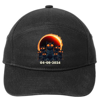 2024 Total Solar Eclipse Cat Matching Family or Friends 7-Panel Snapback Hat