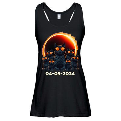 2024 Total Solar Eclipse Cat Matching Family or Friends Ladies Essential Flowy Tank