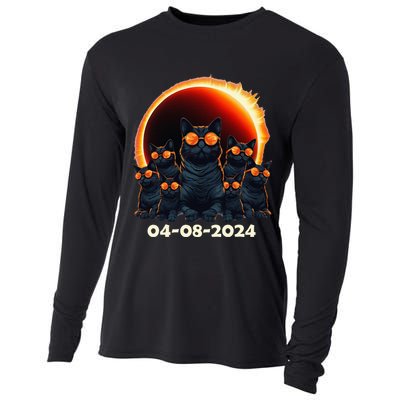 2024 Total Solar Eclipse Cat Matching Family or Friends Cooling Performance Long Sleeve Crew