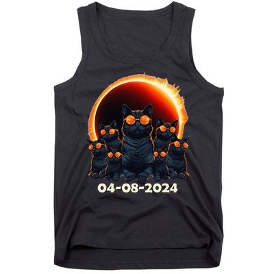 2024 Total Solar Eclipse Cat Matching Family or Friends Tank Top