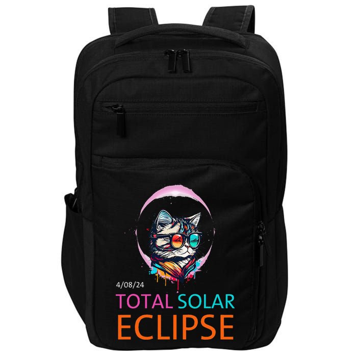 2024 Total Solar Eclipse Cat Wearing Solar Eclipse Glasses Impact Tech Backpack