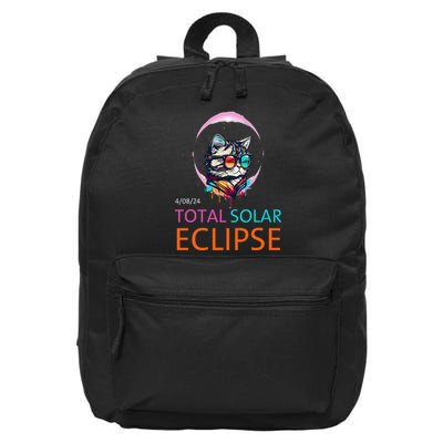 2024 Total Solar Eclipse Cat Wearing Solar Eclipse Glasses 16 in Basic Backpack