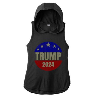 2024 Trump, Save America Again USA Flag Ladies PosiCharge Tri-Blend Wicking Draft Hoodie Tank