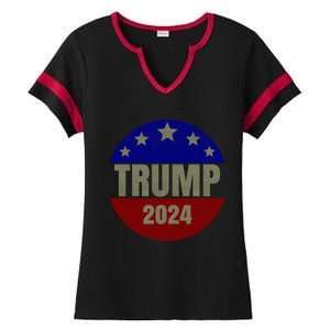 2024 Trump, Save America Again USA Flag Ladies Halftime Notch Neck Tee