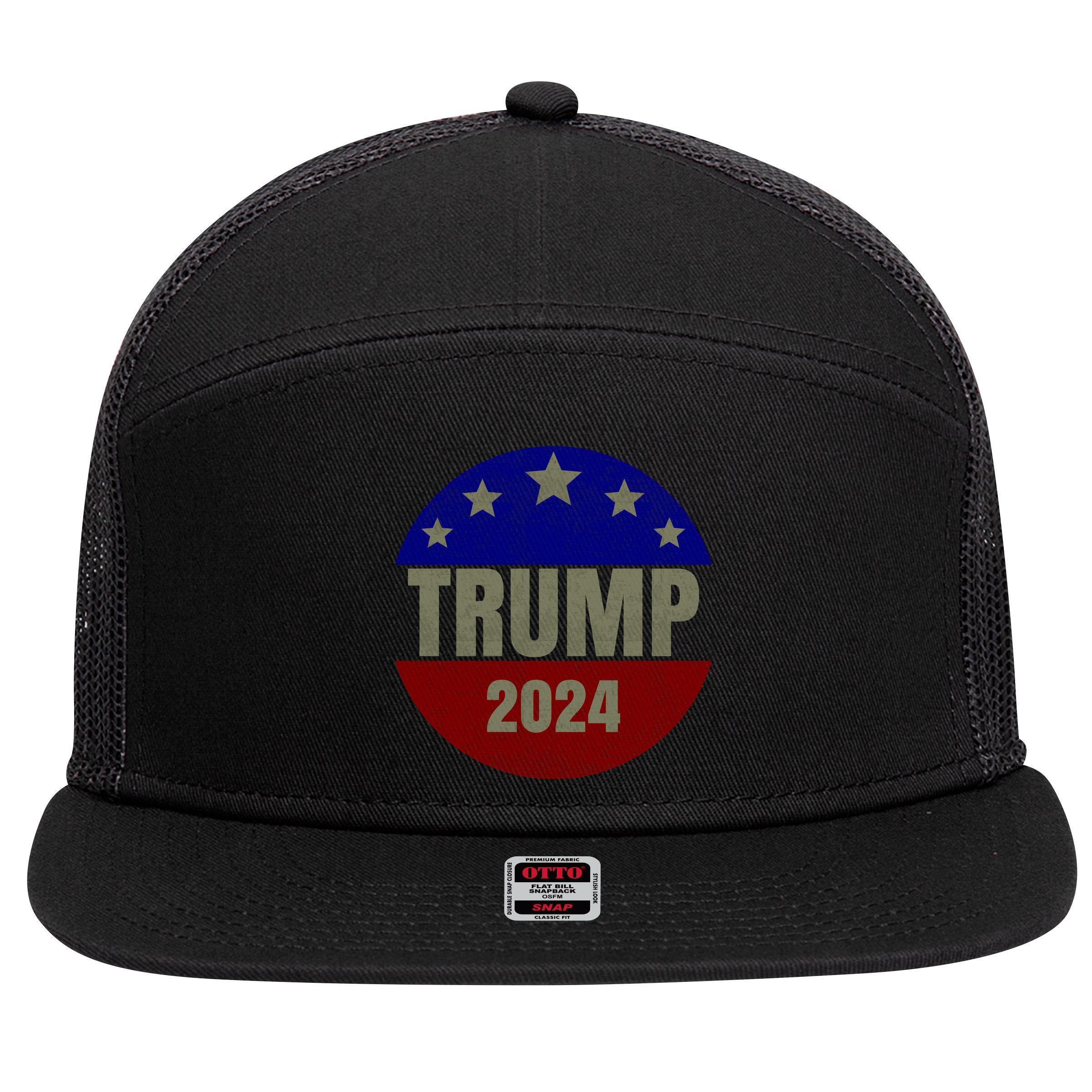 2024 Trump, Save America Again USA Flag 7 Panel Mesh Trucker Snapback Hat