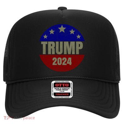 2024 Trump, Save America Again USA Flag High Crown Mesh Back Trucker Hat