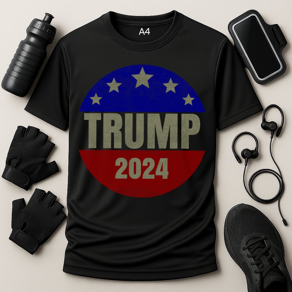 2024 Trump, Save America Again USA Flag Cooling Performance Crew T-Shirt