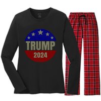 2024 Trump, Save America Again USA Flag Women's Long Sleeve Flannel Pajama Set 