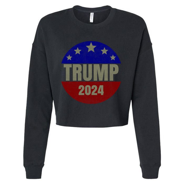 2024 Trump, Save America Again USA Flag Cropped Pullover Crew