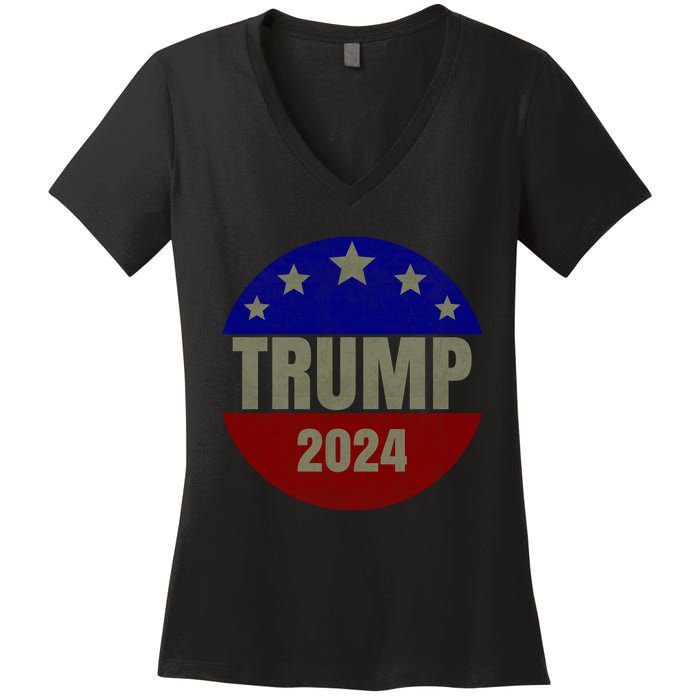 2024 Trump, Save America Again USA Flag Women's V-Neck T-Shirt