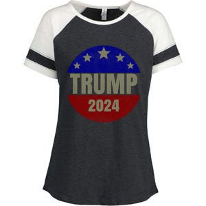 2024 Trump, Save America Again USA Flag Enza Ladies Jersey Colorblock Tee