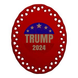 2024 Trump, Save America Again USA Flag Ceramic Oval Ornament