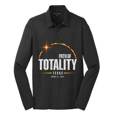 2024 Total Solar Eclipse Texas Total Eclipse 2024 Silk Touch Performance Long Sleeve Polo