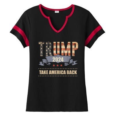 2024 Trump Take America Back Ladies Halftime Notch Neck Tee