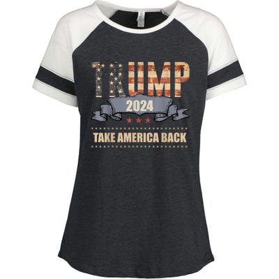 2024 Trump Take America Back Enza Ladies Jersey Colorblock Tee