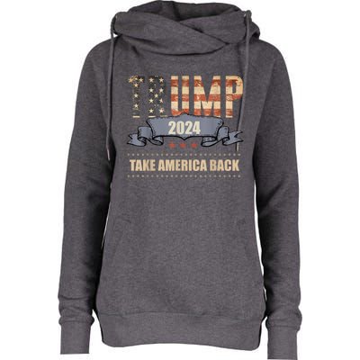 2024 Trump Take America Back Womens Funnel Neck Pullover Hood