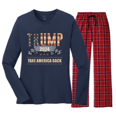 2024 Trump Take America Back Women's Long Sleeve Flannel Pajama Set 