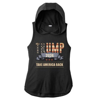 2024 Trump Take America Back Ladies PosiCharge Tri-Blend Wicking Draft Hoodie Tank