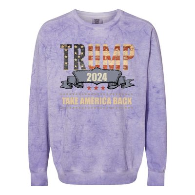 2024 Trump Take America Back Colorblast Crewneck Sweatshirt