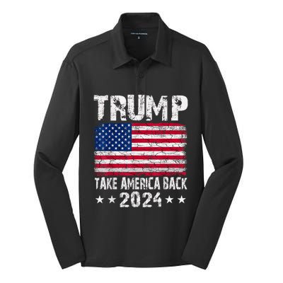 2024 Trump Take America Back Silk Touch Performance Long Sleeve Polo