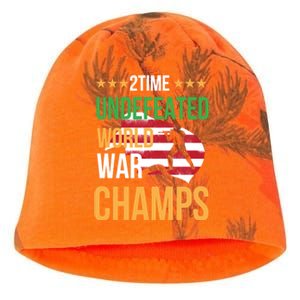 2 Time Undefeated World War Champs Memorial Day 4th Of July Meaningful Gift Kati - Camo Knit Beanie