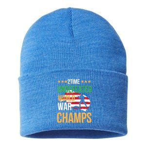 2 Time Undefeated World War Champs Memorial Day 4th Of July Meaningful Gift Sustainable Knit Beanie