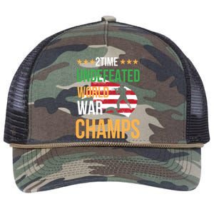 2 Time Undefeated World War Champs Memorial Day 4th Of July Meaningful Gift Retro Rope Trucker Hat Cap