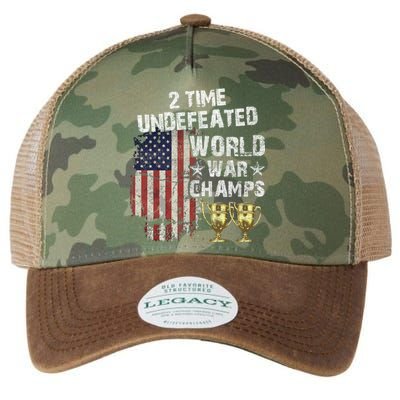 2 Time Undefeated World War Champs Distressed Gift Legacy Tie Dye Trucker Hat