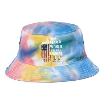 2 Time Undefeated World War Champs Distressed Gift Tie Dye Newport Bucket Hat