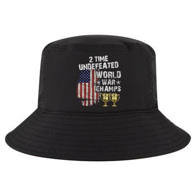 2 Time Undefeated World War Champs Distressed Gift Cool Comfort Performance Bucket Hat