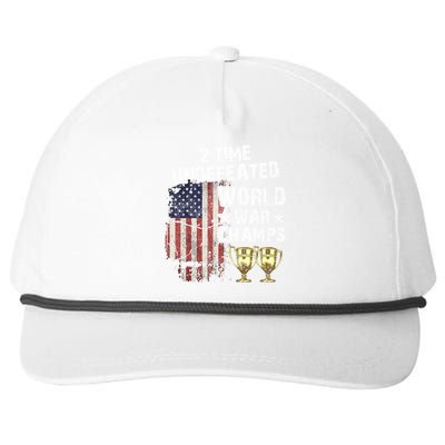 2 Time Undefeated World War Champs Distressed Gift Snapback Five-Panel Rope Hat