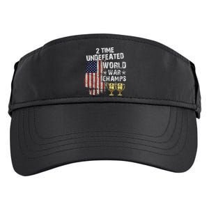 2 Time Undefeated World War Champs Distressed Gift Adult Drive Performance Visor