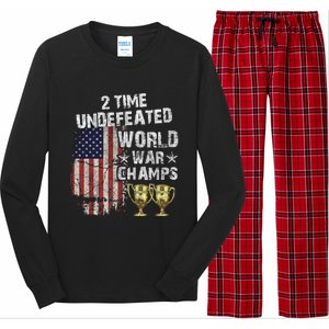 2 Time Undefeated World War Champs Distressed Gift Long Sleeve Pajama Set