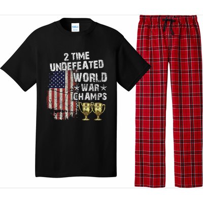 2 Time Undefeated World War Champs Distressed Gift Pajama Set