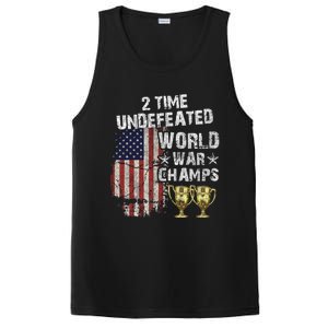 2 Time Undefeated World War Champs Distressed Gift PosiCharge Competitor Tank