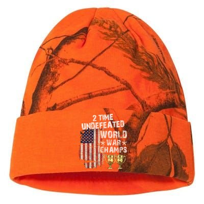 2 Time Undefeated World War Champs Distressed Gift Kati Licensed 12" Camo Beanie