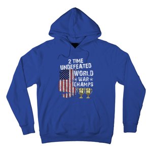 2 Time Undefeated World War Champs Distressed Gift Hoodie