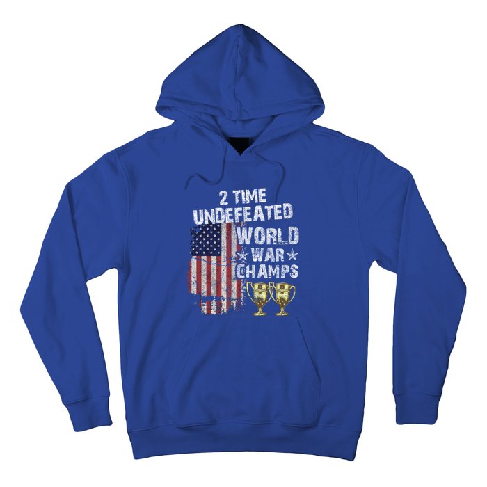 2 Time Undefeated World War Champs Distressed Gift Hoodie