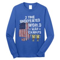 2 Time Undefeated World War Champs Distressed Gift Long Sleeve Shirt