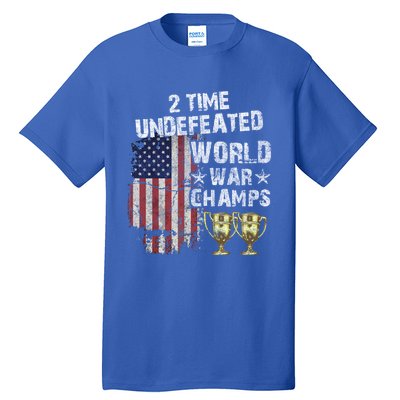 2 Time Undefeated World War Champs Distressed Gift Tall T-Shirt