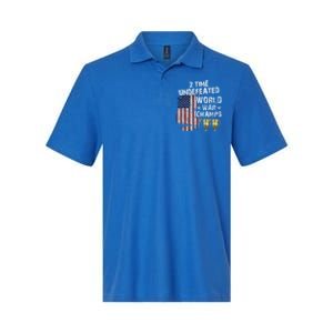 2 Time Undefeated World War Champs Distressed Gift Softstyle Adult Sport Polo