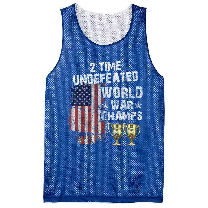 2 Time Undefeated World War Champs Distressed Gift Mesh Reversible Basketball Jersey Tank