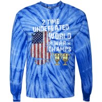 2 Time Undefeated World War Champs Distressed Gift Tie-Dye Long Sleeve Shirt