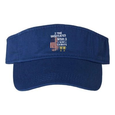 2 Time Undefeated World War Champs Distressed Gift Valucap Bio-Washed Visor